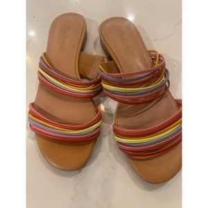 Madewell Meg Slide Micro-strap leather sandals rainbow size 6